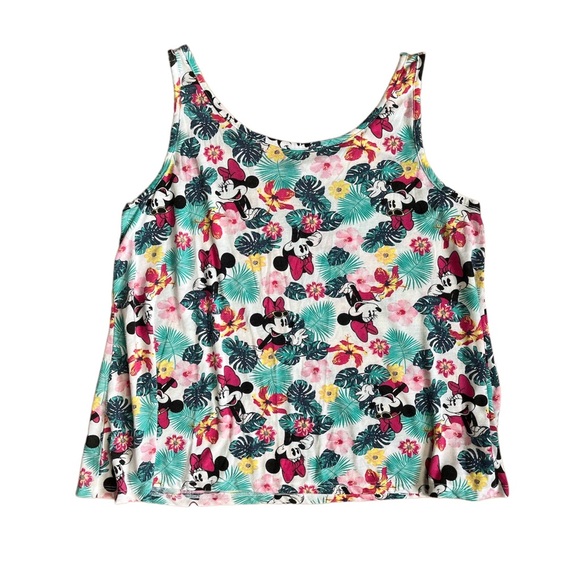 Disney Minnie Mouse Jungle Tropical Floral Tank Top - Picture 1 of 3